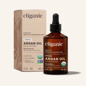Cliganic Organic Argan Oil 2 oz bottle and box